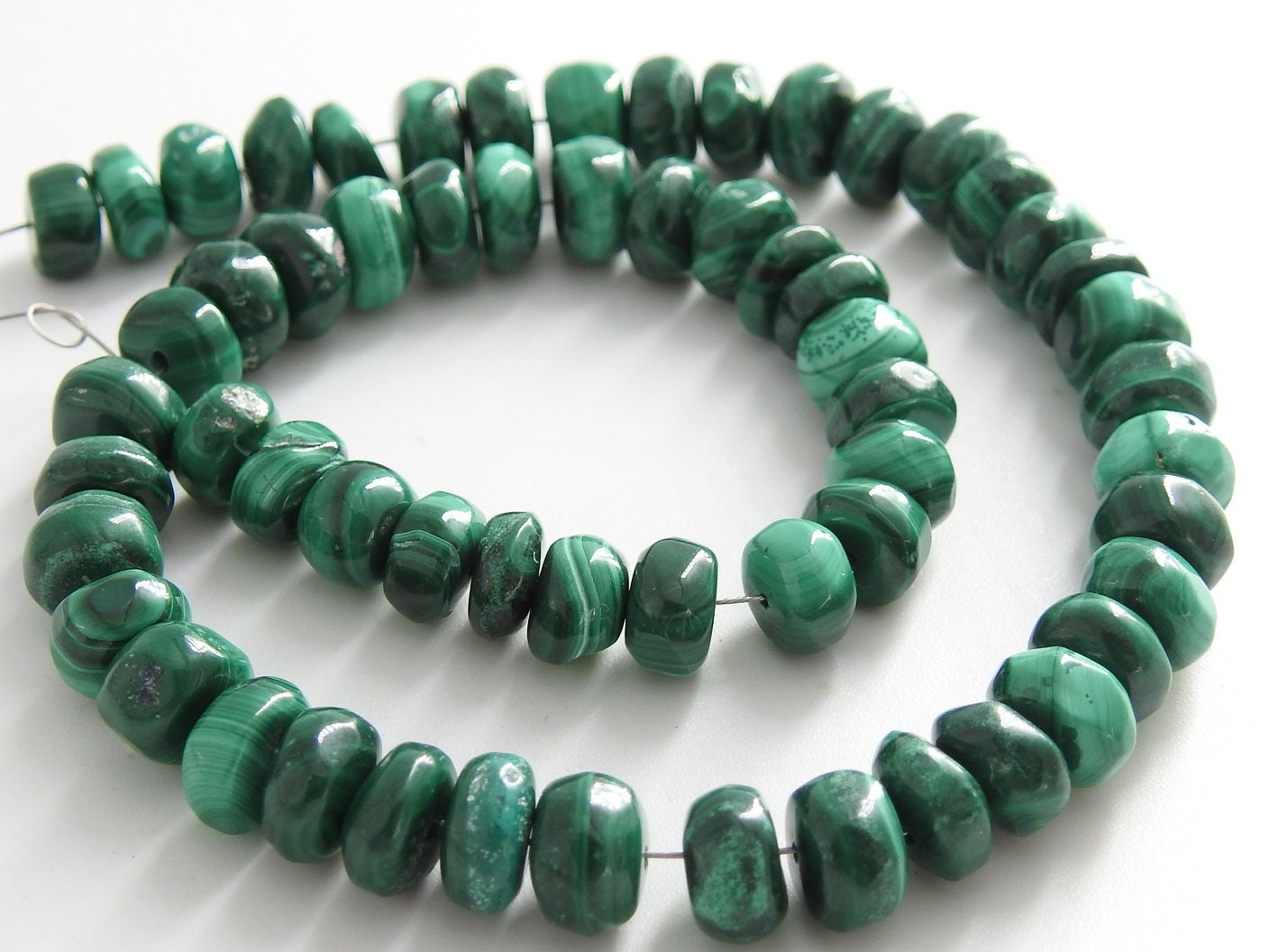 Malachite Roundel Bead,Smooth,Loose Stone,Handmade,For Making Jewelry,Necklace,Wholesaler,Supplies,10Inch Strand,100%Natural PME(B13) | Save 33% - Rajasthan Living 15