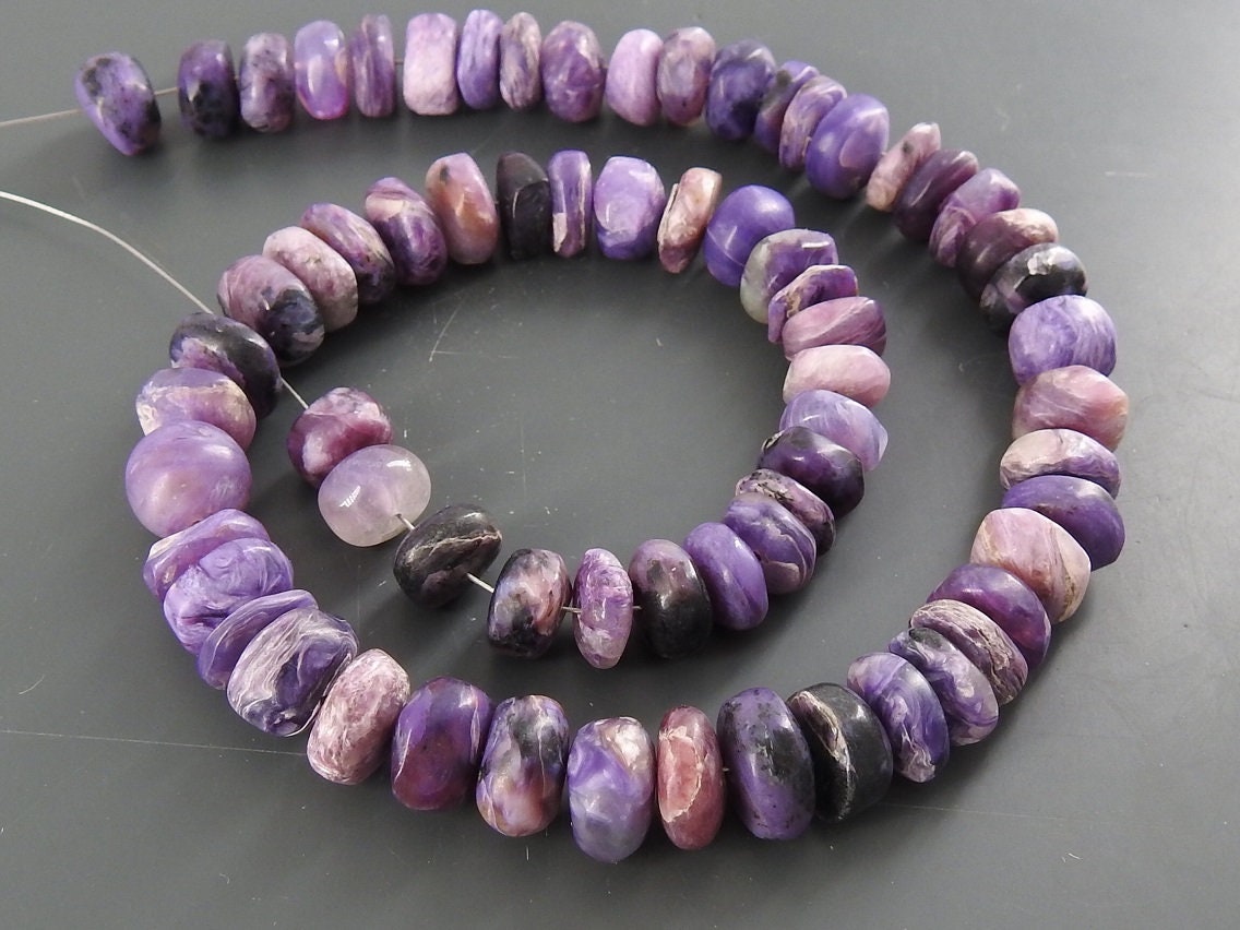 Charoite Natural Smooth Roundel Beads,Matte Polished,Wholesale Price,New Arrival 12Inch B13 | Save 33% - Rajasthan Living 12