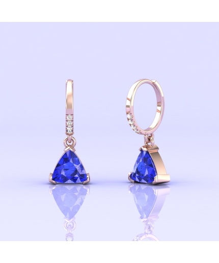 Dainty Tanzanite Dangle Earrings, 14K Handmade Jewelry, Anniversary Gift, Trillion Cut Gemstone, Natural Tanzanite Earrings, Gift For Her | Save 33% - Rajasthan Living 3