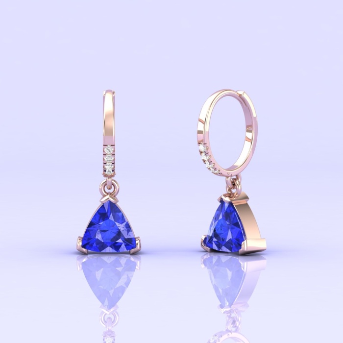 Dainty Tanzanite Dangle Earrings, 14K Handmade Jewelry, Anniversary Gift, Trillion Cut Gemstone, Natural Tanzanite Earrings, Gift For Her | Save 33% - Rajasthan Living 7