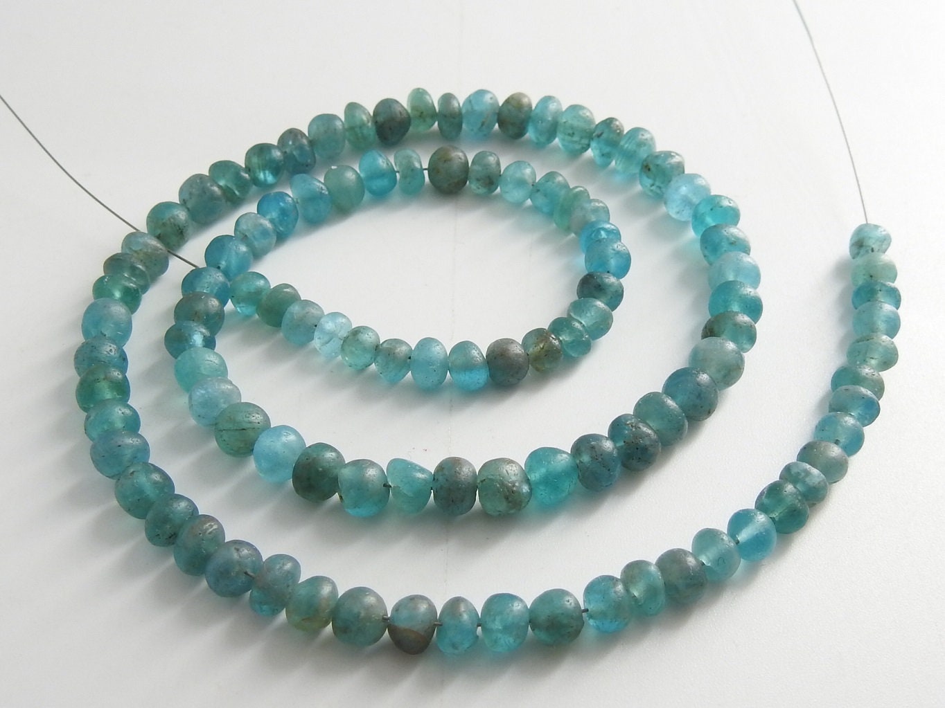 Sky Blue Apatite Roundel Bead,Smooth,Handmade,Matte Polished,Loose Bead,Necklace,For Making Jewelry,Wholesaler,Supplies 100%Natural B2 | Save 33% - Rajasthan Living 16
