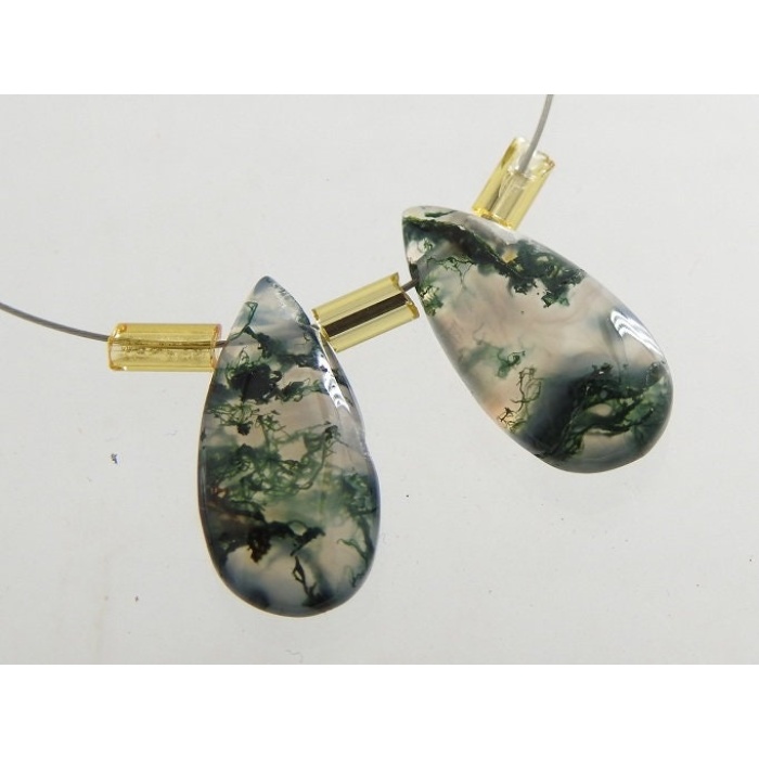 Green Moss Agate Smooth Teardrop,Drop,Loose Gemstone,Earring Pair,Jewelry,Fashionable Bead,Handmade,15X7MM Approx PME-CY3 | Save 33% - Rajasthan Living 7