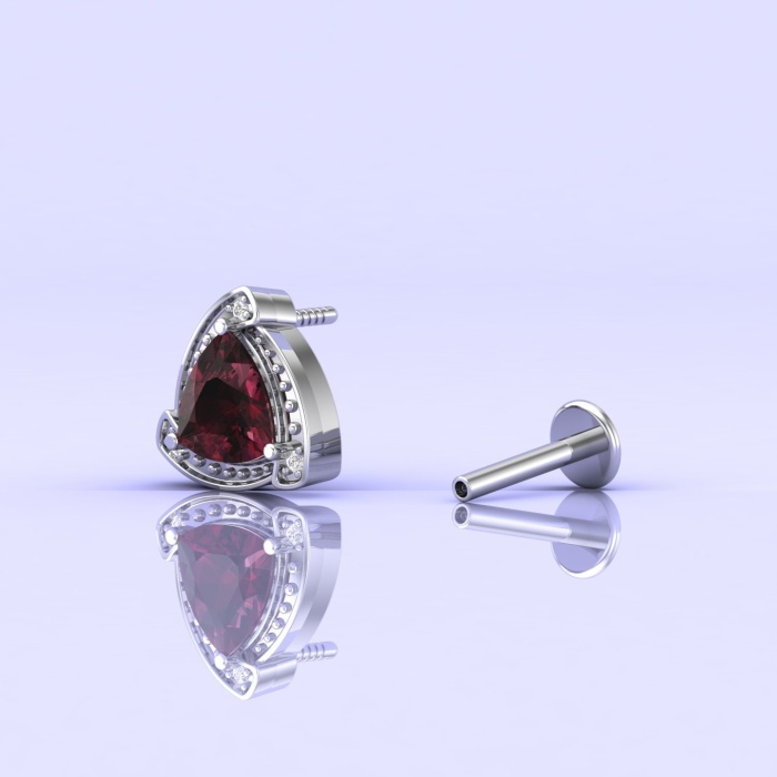 14K Rhodolite Garnet Earrings, Stud Earrings, Art Deco, Dainty Stud Earrings, Gift For Her, Anniversary Gift, Part Jewelry, Trillion Cut | Save 33% - Rajasthan Living 9