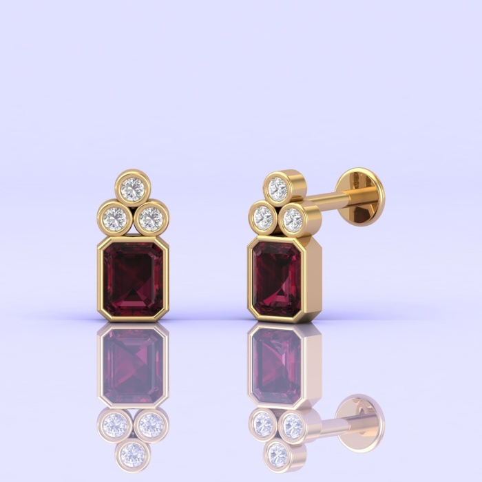 Dainty Rhodolite Earrings, 14K Stud Earrings, Party Jewelry, Art Nouveau Jewelry, Gemstone Earrings, Gift for Women, Octagon Stud Earrings | Save 33% - Rajasthan Living 9