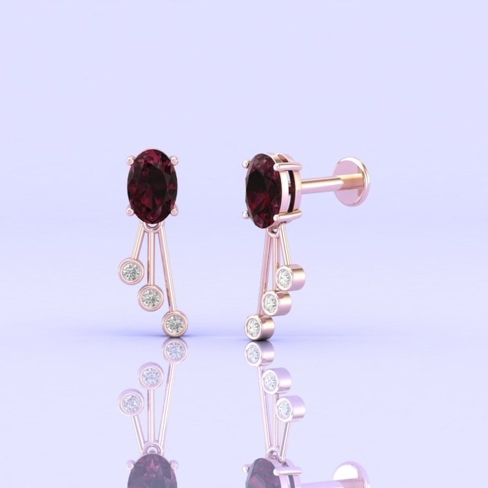 Rhodolite Garnet Earrings, 14K Stud Earrings, Birthstone Earrings, Handmade Jewelry, Minimalist Jewelry, Gift for Women, Gemstone Earrings | Save 33% - Rajasthan Living 5