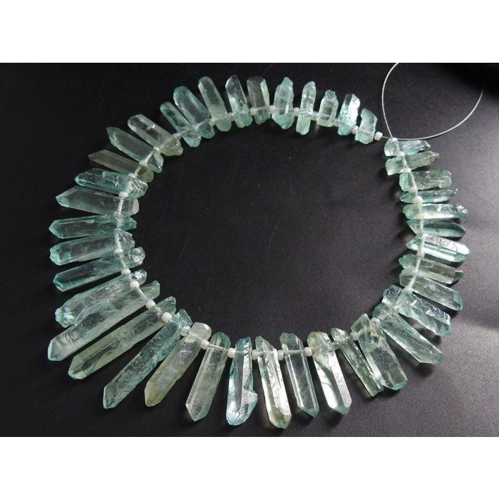 Aqua Blue Aura Crystal Quartz Rough Stick,Loose Stone,Raw,Healing Gemstone,For Making Jewelry,Wholesaler 10Inch 28X6To11X4MM Approx R6 | Save 33% - Rajasthan Living 6