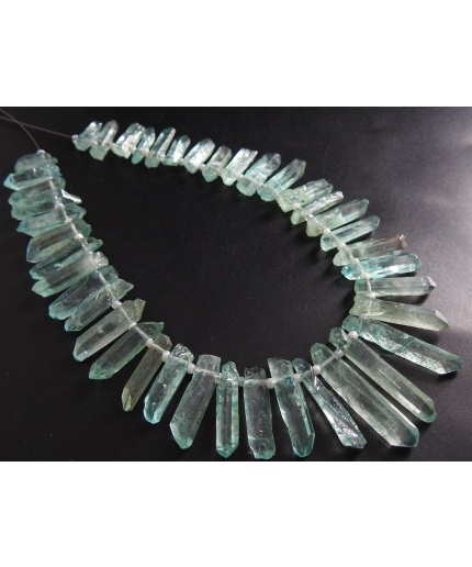 Aqua Blue Aura Crystal Quartz Rough Stick,Loose Stone,Raw,Healing Gemstone,For Making Jewelry,Wholesaler 10Inch 28X6To11X4MM Approx R6 | Save 33% - Rajasthan Living 3