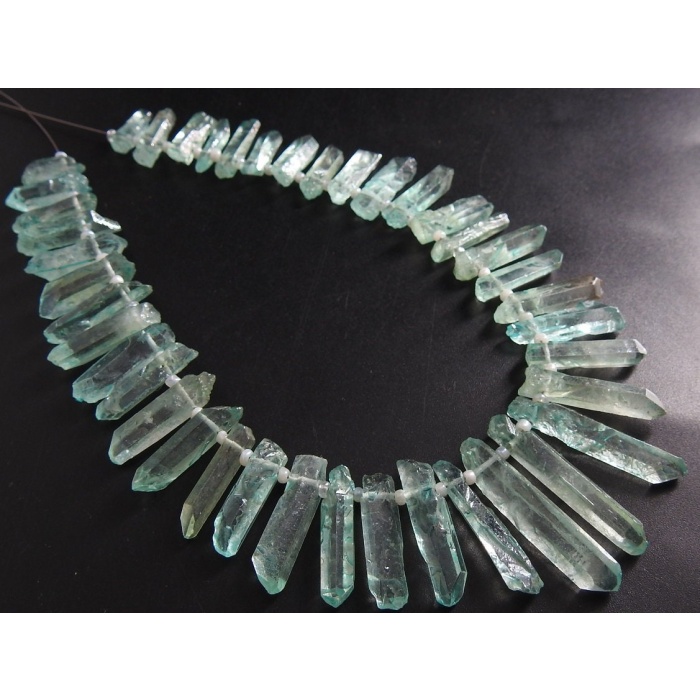 Aqua Blue Aura Crystal Quartz Rough Stick,Loose Stone,Raw,Healing Gemstone,For Making Jewelry,Wholesaler 10Inch 28X6To11X4MM Approx R6 | Save 33% - Rajasthan Living 7