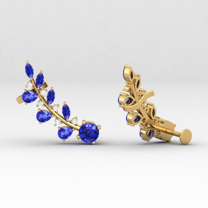 Dainty 14K Tanzanite Climber Earrings, Ear Crawlers, Handmade Jewelry, Art Nouveau Earrings, Gemstone Earrings, Natural Tanzanite Jewelry | Save 33% - Rajasthan Living 8