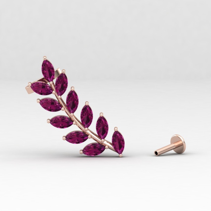 Rhodolite Garnet 14K Dainty Earrings, Natural Garnet Climber Earrings, Handmade Jewelry, Art Deco Style Earrings, Gift For Women, Birthstone | Save 33% - Rajasthan Living 14