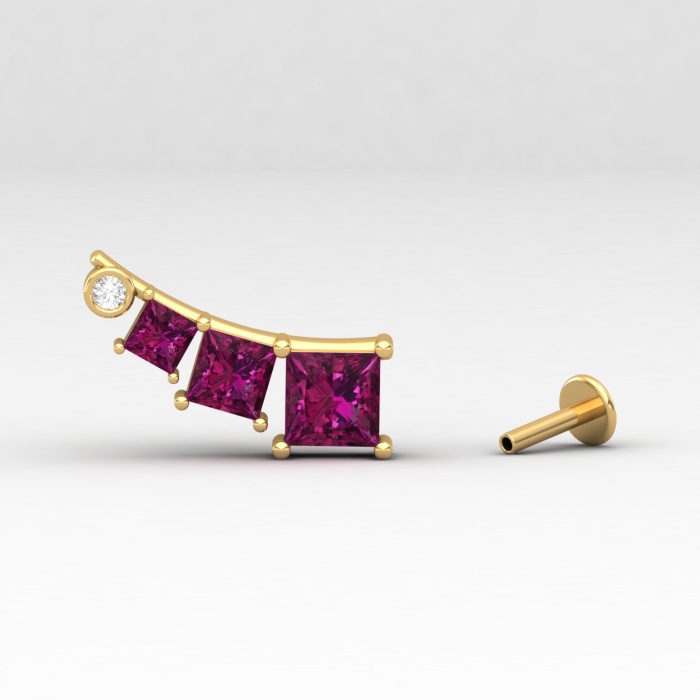 14K Rhodolite Garnet Ear Climbers, Dainty Everyday Gemstone Ear Crawlers For Women, Gold Stud Earrings For Her, January Birthstone Jewelry | Save 33% - Rajasthan Living 13