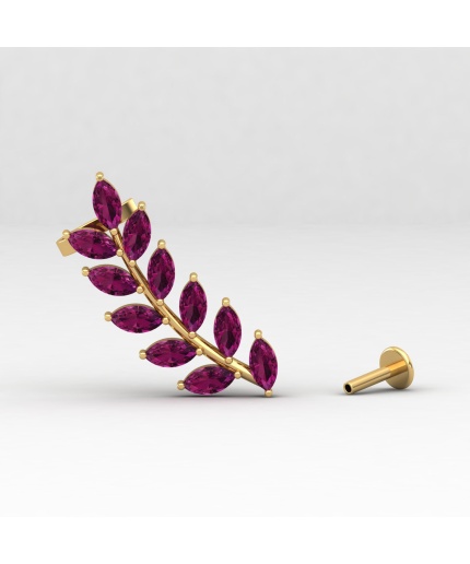 Rhodolite Garnet 14K Dainty Earrings, Natural Garnet Climber Earrings, Handmade Jewelry, Art Deco Style Earrings, Gift For Women, Birthstone | Save 33% - Rajasthan Living