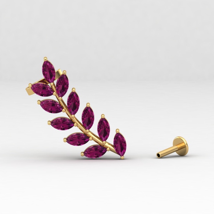 Rhodolite Garnet 14K Dainty Earrings, Natural Garnet Climber Earrings, Handmade Jewelry, Art Deco Style Earrings, Gift For Women, Birthstone | Save 33% - Rajasthan Living 6