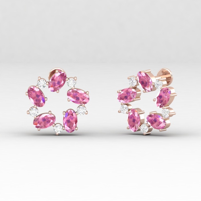 14K Pink Spinel Dainty Stud Earrings, Handmade Jewelry, Gemstone Earrings, Anniversary Gift, August Birthstone Earrings, Natural Spinel | Save 33% - Rajasthan Living 12
