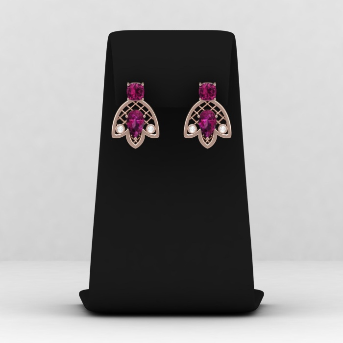 Rhodolite Garnet 14K Dainty Drop Earrings, Handmade Jewelry, Gift For Women, Anniversary Gift, Birthstone Earrings, Natural Garnet Cushion | Save 33% - Rajasthan Living 8