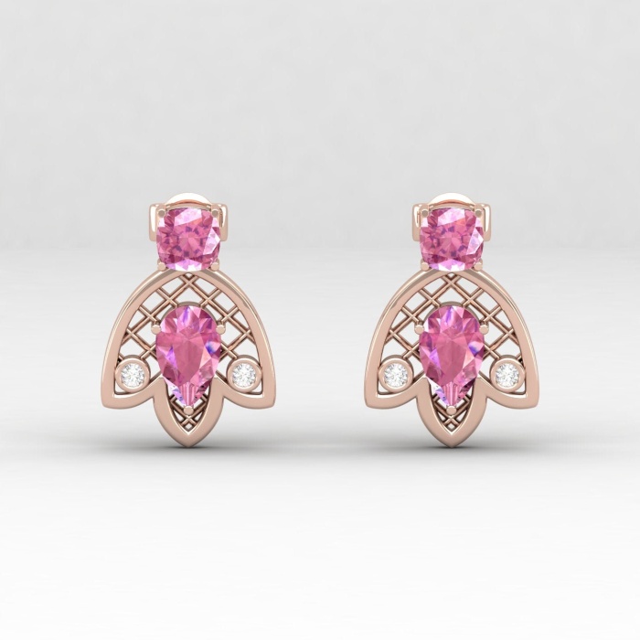 14K Pink Spinel Dainty Drop Earrings, Handmade Jewelry, Gift For Her, Anniversary Gift, Natural Spinel Cushion Earrings, August Birthstone | Save 33% - Rajasthan Living 6