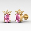 Pink Spinel 14K Stud Earrings, Minimalist Dainty Stud Earrings, Handmade Jewelry, August Birthstone Earrings, Gemstone Jewelry, Gift For Her | Save 33% - Rajasthan Living 24