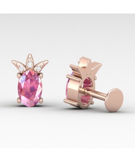 Pink Spinel 14K Stud Earrings, Minimalist Dainty Stud Earrings, Handmade Jewelry, August Birthstone Earrings, Gemstone Jewelry, Gift For Her | Save 33% - Rajasthan Living 3