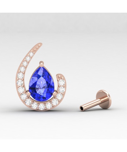 14K Dainty Tanzanite Stud Earrings, Natural Tanzanite Stud Earrings, Gift For Her, Anniversary Gift, Handmade Jewelry, December Birthstone | Save 33% - Rajasthan Living 3