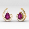 Dainty Rhodolite Garnet Stud Earrings, 14K Half Moon Handmade Stud Earrings, Gift For Her, Anniversary Gift, Birthstone Jewelry, Garnet Cut | Save 33% - Rajasthan Living 20