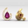 Dainty Rhodolite Garnet Stud Earrings, 14K Half Moon Handmade Stud Earrings, Gift For Her, Anniversary Gift, Birthstone Jewelry, Garnet Cut | Save 33% - Rajasthan Living 22