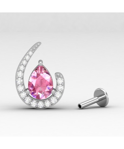 Pink Spinel 14K Dainty Stud Earrings, Half Moon Earrings, Handmade Jewelry, Gift For Women, Anniversary Gift, August Birthstone Earrings | Save 33% - Rajasthan Living 3