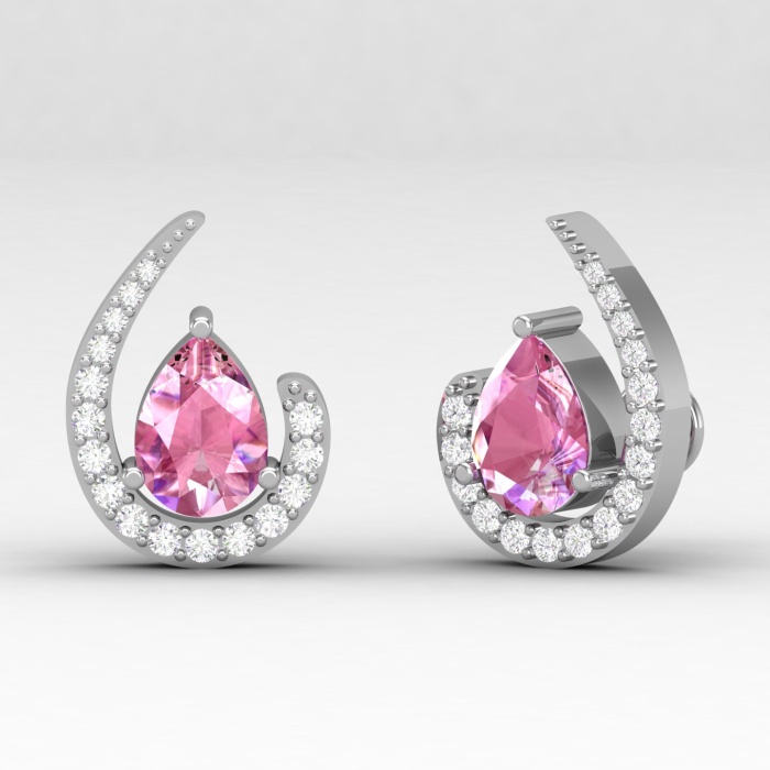 Pink Spinel 14K Dainty Stud Earrings, Half Moon Earrings, Handmade Jewelry, Gift For Women, Anniversary Gift, August Birthstone Earrings | Save 33% - Rajasthan Living 9