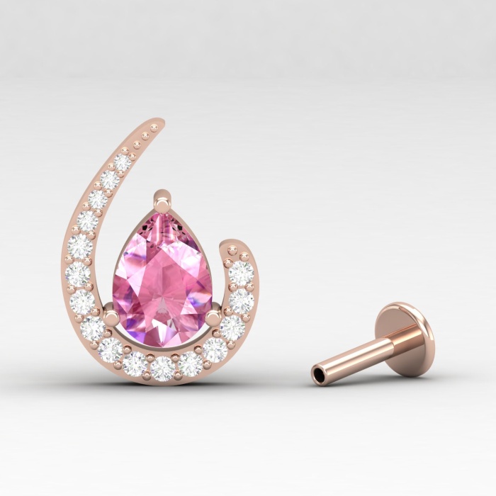 Pink Spinel 14K Dainty Stud Earrings, Half Moon Earrings, Handmade Jewelry, Gift For Women, Anniversary Gift, August Birthstone Earrings | Save 33% - Rajasthan Living 6