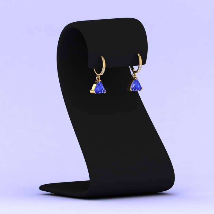 Dainty Tanzanite Dangle Earrings, 14K Handmade Jewelry, Anniversary Gift, Trillion Cut Gemstone, Natural Tanzanite Earrings, Gift For Her | Save 33% - Rajasthan Living 14