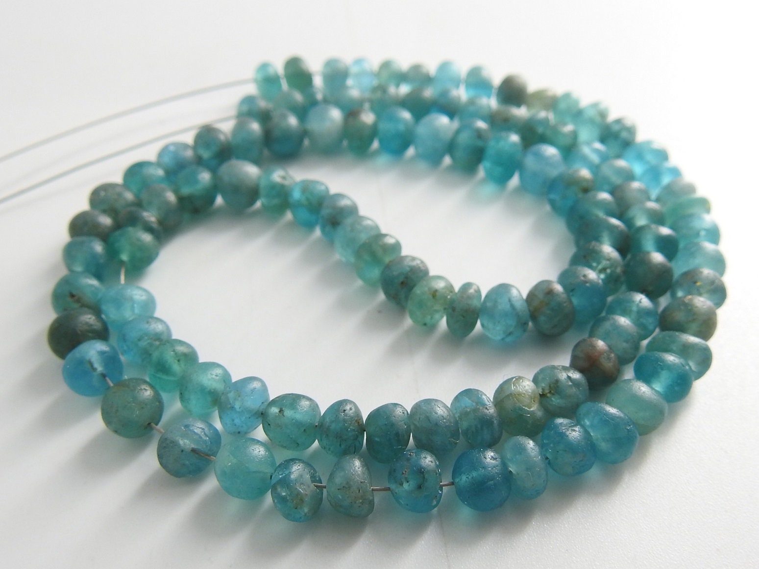 Sky Blue Apatite Roundel Bead,Smooth,Handmade,Matte Polished,Loose Bead,Necklace,For Making Jewelry,Wholesaler,Supplies 100%Natural B2 | Save 33% - Rajasthan Living 21