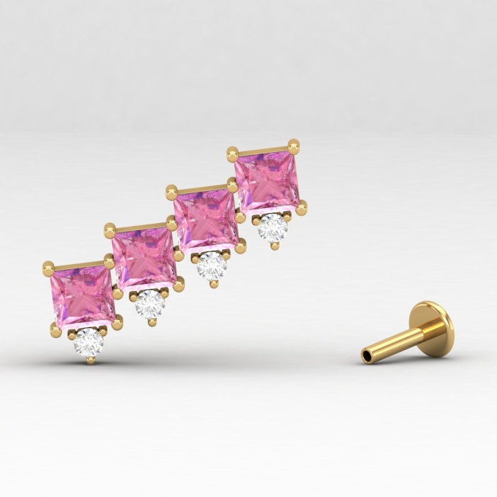 14K Dainty Pink Spinel Climber Earrings, Gold Stud Earrings For Women, Everyday Gemstone Earring For Her, Natural Spinel Gemstone Earring | Save 33% - Rajasthan Living 13