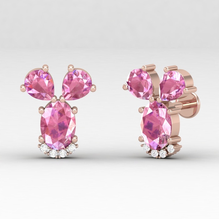 14K Dainty Pink Spinel Stud Earrings, Everyday Gemstone Earrings For Women, August Birthstone Earrings, Natural Spinel Gold Earrings For Her | Save 33% - Rajasthan Living 7