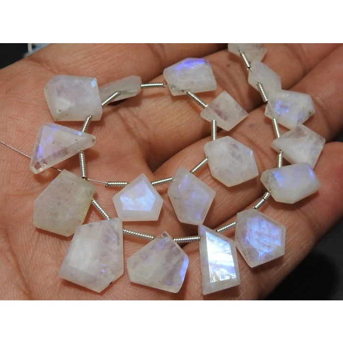 White Rainbow Moonstone Briolette,Faceted,Fancy Cut,Slice,Slab,Multi Fire,Hut,Pentagon,Trapezoid,Marquise,14Piece 12X8To10X8MM PME-BR2 | Save 33% - Rajasthan Living 6