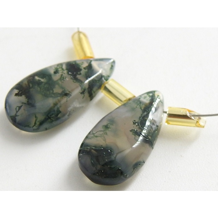 Green Moss Agate Smooth Teardrop,Drop,Loose Gemstone,Earring Pair,Jewelry,Fashionable Bead,Handmade,15X7MM Approx PME-CY3 | Save 33% - Rajasthan Living 12