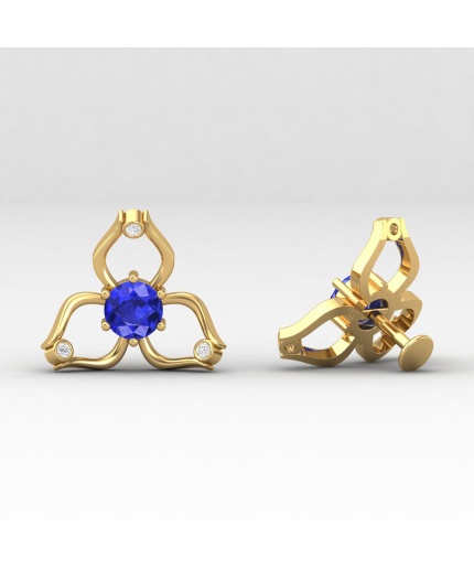 14K Dainty Natural Tanzanite Stud Earrings, Everyday Gemstone Earring For Her, Handmade Jewelry, Gold Stud Earrings For Women, Tanzanite Cut | Save 33% - Rajasthan Living 3