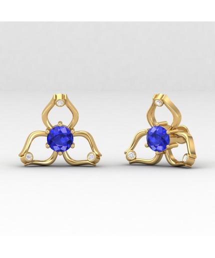 14K Dainty Natural Tanzanite Stud Earrings, Everyday Gemstone Earring For Her, Handmade Jewelry, Gold Stud Earrings For Women, Tanzanite Cut | Save 33% - Rajasthan Living