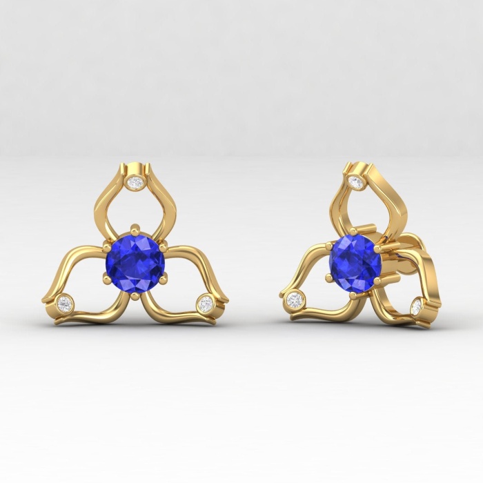 14K Dainty Natural Tanzanite Stud Earrings, Everyday Gemstone Earring For Her, Handmade Jewelry, Gold Stud Earrings For Women, Tanzanite Cut | Save 33% - Rajasthan Living 6