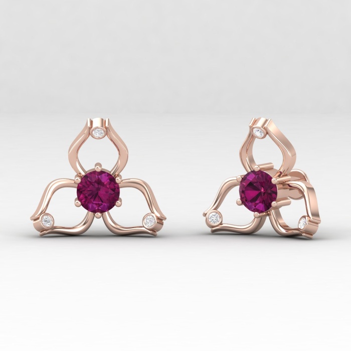 Rhodolite Garnet 14K Dainty Stud Earrings, Gold Stud Earrings For Women, Handmade Jewelry, Everyday Gemstone Earring For Her, Garnet Jewelry | Save 33% - Rajasthan Living 13
