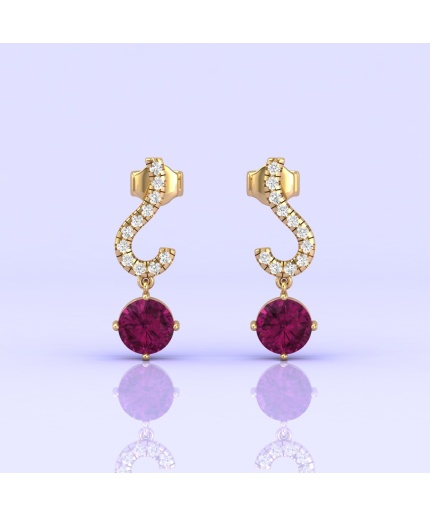 Rhodolite Garnet 14K Dangle Earrings, Natural Garnet Jewelry, Handmade Jewelry, Art Deco Style Earrings, Gift For Her, Anniversary Gift | Save 33% - Rajasthan Living