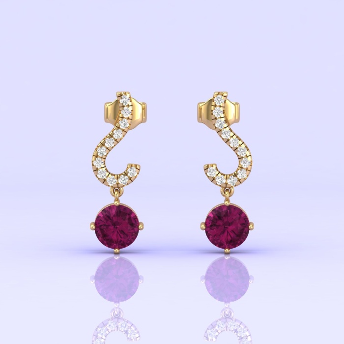 Rhodolite Garnet 14K Dangle Earrings, Natural Garnet Jewelry, Handmade Jewelry, Art Deco Style Earrings, Gift For Her, Anniversary Gift | Save 33% - Rajasthan Living 5