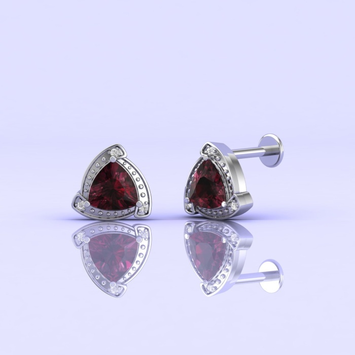 14K Rhodolite Garnet Earrings, Stud Earrings, Art Deco, Dainty Stud Earrings, Gift For Her, Anniversary Gift, Part Jewelry, Trillion Cut | Save 33% - Rajasthan Living 11