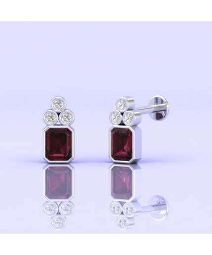 Dainty Rhodolite Earrings, 14K Stud Earrings, Party Jewelry, Art Nouveau Jewelry, Gemstone Earrings, Gift for Women, Octagon Stud Earrings | Save 33% - Rajasthan Living