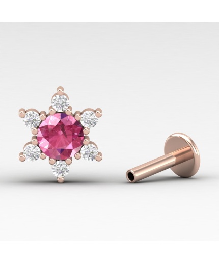 Pink Spinel 14K Dainty Stud Earrings, Everyday Gemstone Stud Earrings For Her, Gold Stud Earrings For Women, August Birthstone Jewelry | Save 33% - Rajasthan Living 5
