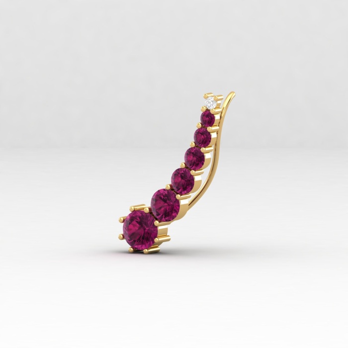 Natural Rhodolite Garnet 14K Climber Earrings, Dainty Gold Stud Earrings For Women, Everyday Gemstone Earring For Her, Handmade Jewelry Gift | Save 33% - Rajasthan Living 10