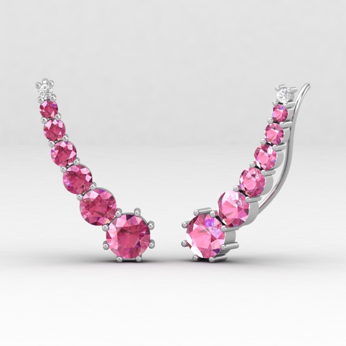Dainty Pink Spinel 14K Climber Earrings, Handmade Jewelry, Everyday Gemstone Earring, August Birthstone Earrings, Gold Earrings For Women | Save 33% - Rajasthan Living 10