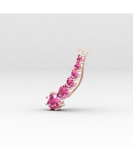 Dainty Pink Spinel 14K Climber Earrings, Handmade Jewelry, Everyday Gemstone Earring, August Birthstone Earrings, Gold Earrings For Women | Save 33% - Rajasthan Living 3