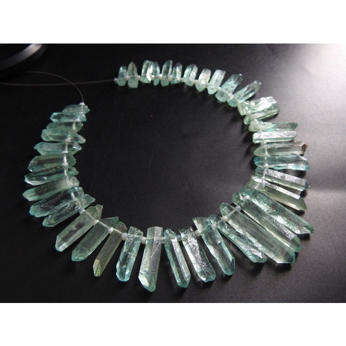 Aqua Blue Aura Crystal Quartz Rough Stick,Loose Stone,Raw,Healing Gemstone,For Making Jewelry,Wholesaler 10Inch 28X6To11X4MM Approx R6 | Save 33% - Rajasthan Living 9