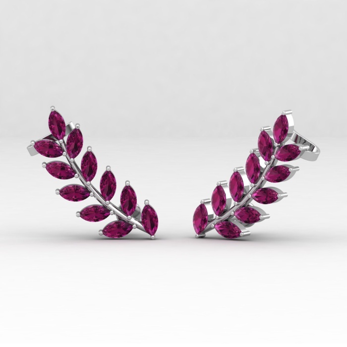 Rhodolite Garnet 14K Dainty Earrings, Natural Garnet Climber Earrings, Handmade Jewelry, Art Deco Style Earrings, Gift For Women, Birthstone | Save 33% - Rajasthan Living 12