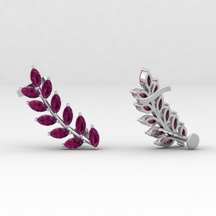 Rhodolite Garnet 14K Dainty Earrings, Natural Garnet Climber Earrings, Handmade Jewelry, Art Deco Style Earrings, Gift For Women, Birthstone | Save 33% - Rajasthan Living 11