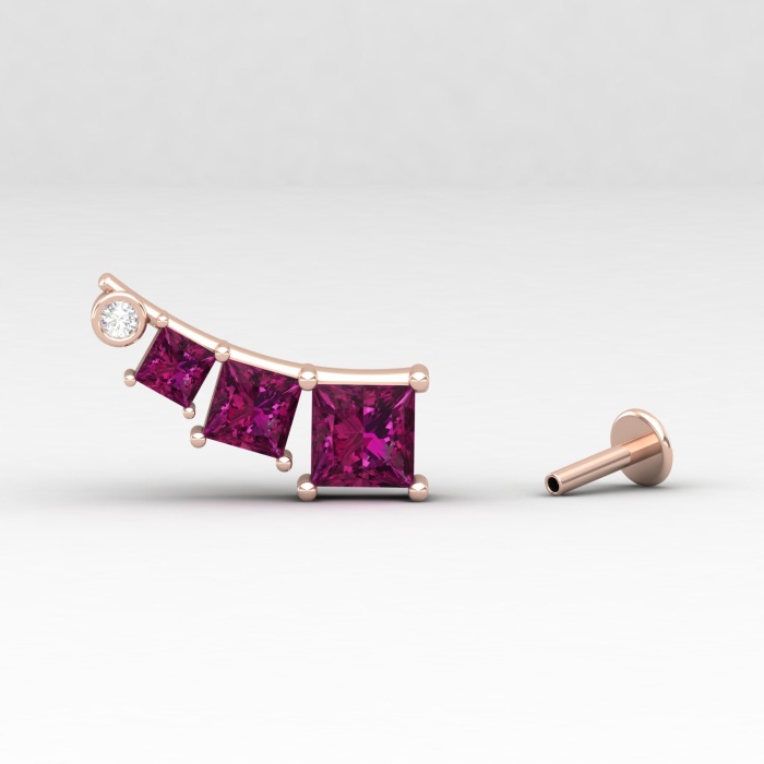 14K Rhodolite Garnet Ear Climbers, Dainty Everyday Gemstone Ear Crawlers For Women, Gold Stud Earrings For Her, January Birthstone Jewelry | Save 33% - Rajasthan Living 9